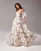 Lavinque Dress Rose / XS Robe Longue Fleurie | Épaules Dénudées | Romantique et Légère