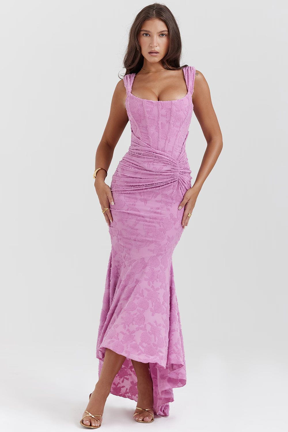 Lavinque Dress Rose / XS Robe Sirène Rose | Fendue Asymétrique | Séduisante et Élancée