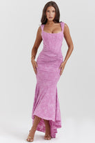 Lavinque Dress Rose / XS Robe Sirène Rose | Fendue Asymétrique | Séduisante et Élancée