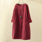Lavinque Dress Rouge / M Robe Ample en Velours Côtelé | Style Bohème | Chaleur et Élégance Décontractée