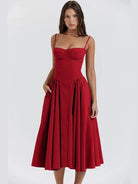 Lavinque Dress Rouge / S Robe Bustier Évasée | Élégance Vintage | Structurée et Féminine