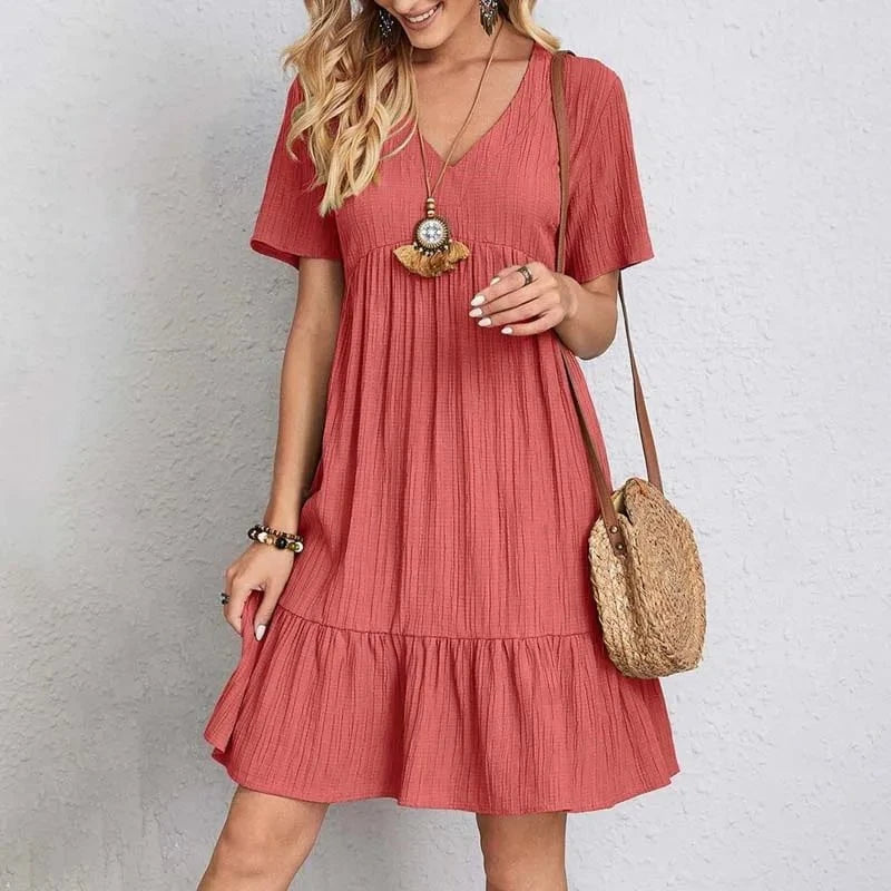 Lavinque Dress Rouge / S Robe Courte Évasée Lilas | Bohème | Légère et Décontractée