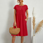 Lavinque Dress Rouge / S Robe d'Été en Coton | Ample | Légère et Décontractée