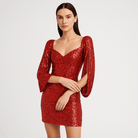 Lavinque Dress Rouge / S Robe de Soirée Argentée | Paillettes | Glamour et Audacieuse
