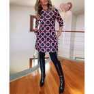 Lavinque Dress Rouge / S Robe Droite à Motifs | Coupe Confortable | Élégance Rétro
