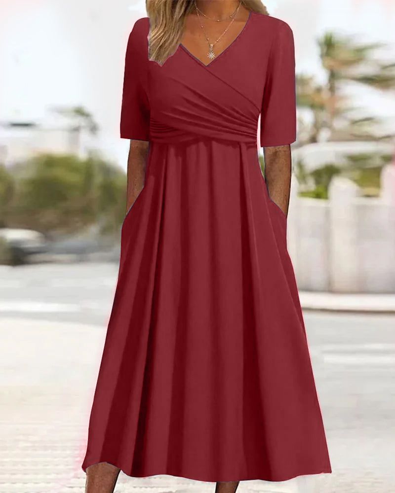 Lavinque Dress Rouge / S Robe Élégante | Coupe Évasée | Confort et Féminité