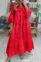 Lavinque Dress Rouge / S Robe Longue Bohème | Broderie | Élégante et Légère