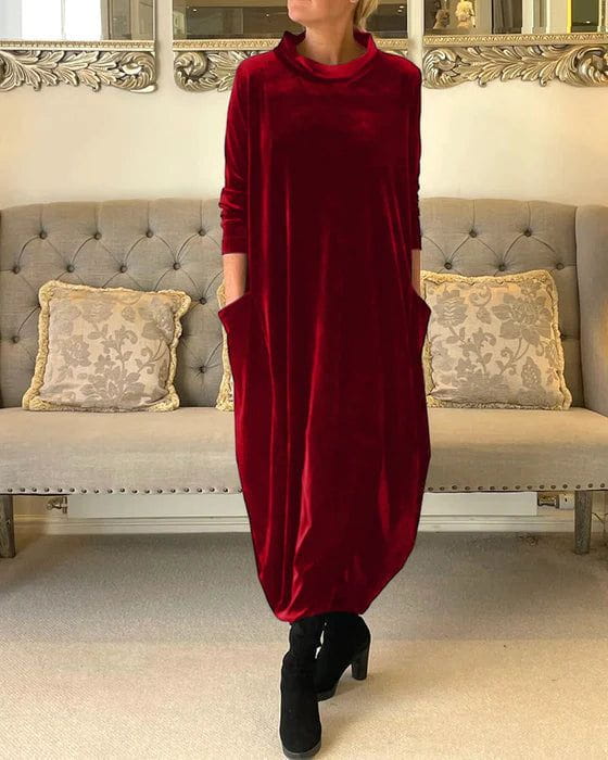 Lavinque Dress Rouge / S Robe Longue en Velours | Coupe Ample & Élégante | Confort et Raffinement