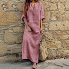 Lavinque Dress Rouge / S Robe Longue Rayée | Style Bohème | Confort et Élégance