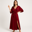 Lavinque Dress Rouge / S Robe Longue Satinée Champagne | Taille Froncée | Élégance Fluide