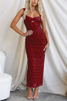 Lavinque Dress Rouge / S Robe Midi Sexy | Élégance & Transparence | Coupe Ajustée