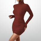 Lavinque Dress Rouge / S Robe Pull Col Roulé | Noire | Ajustée et Élégante