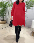 Lavinque Dress Rouge / S Robe Trapèze Noire | Manches à Nœuds | Élégance Décontractée