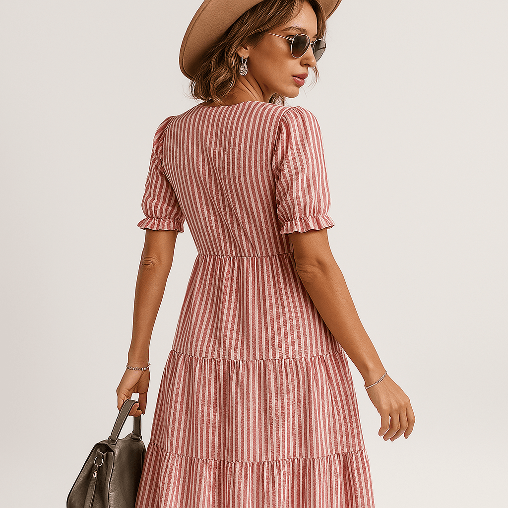 Lavinque Dress Rouge / S Robe Volants Bleu Clair | 100% Coton | Légère & Féminine