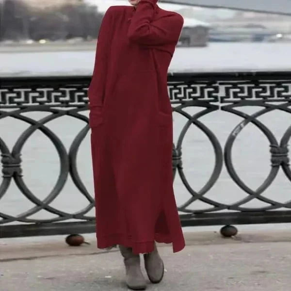 Lavinque Dress Rouge / XS Robe Longue Hiver en Laine | Chaude et Élégante | Style Décontracté Chic