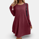 Lavinque Dress Rouge / XS Robe Pull Ample | Beige Côtelé | Décontractée et Douillette