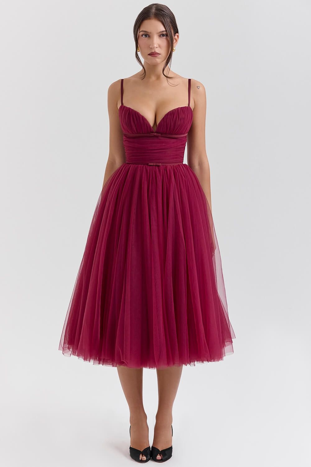 Lavinque Dress Rouge / XS Robe Tulle Bordeaux | Volumineuse | Glamour et Séduisante