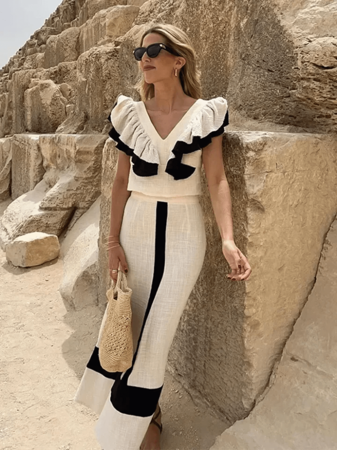 Lavinque Dress S Robe Élégante Bicolore | Chic | Structurée et Raffinée