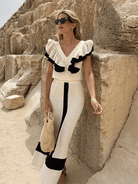 Lavinque Dress S Robe Élégante Bicolore | Chic | Structurée et Raffinée
