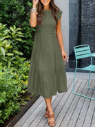 Lavinque Dress Vert Armée / S Robe Longue Bohème Smockée | Romantique | Fluide et Confortable