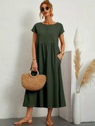 Lavinque Dress Vert armée / S Robe Longue | Coupe Ample | Élégance Décontractée