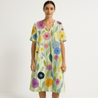 Lavinque Dress Vert clair / S Robe Florale Midi | Coton Léger | Imprimé Estival Coloré
