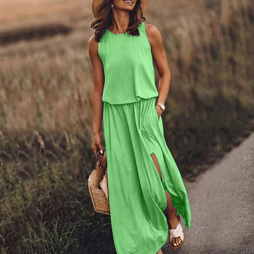 Lavinque Dress Vert Clair / S Robe Longue Fendue | Noire | Fluide et Décontractée
