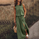 Lavinque Dress Vert foncé / S Robe Longue Fendue | Noire | Fluide et Décontractée