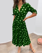 Lavinque Dress Vert / M Robe Midi à Pois | Boutonnée et Cintrée | Élégance Rétro et Féminine