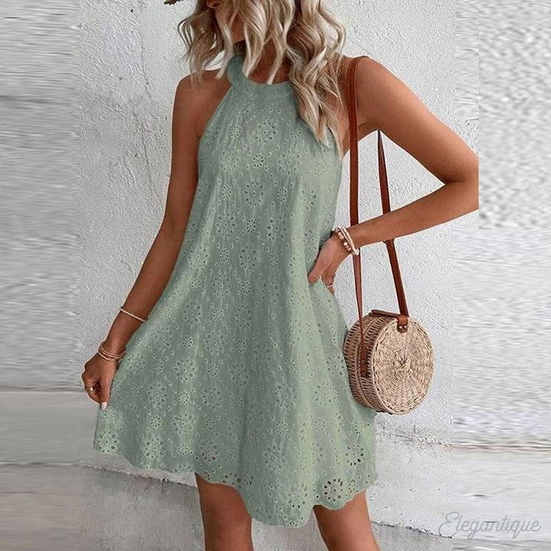 Lavinque Dress Vert menthe / S Robe Brodée Blanche | Été | Légère et Romantique