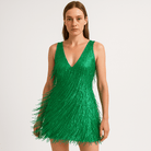 Lavinque Dress Vert / S Robe Blanche à Franges & Sequins | Coupe Ajustée | Glamour & Festive