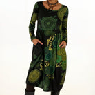 Lavinque Dress Vert / S Robe Bohème | Manches Longues | Confort et Élégance Ethnique