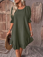 Lavinque Dress Vert / S Robe Bohème Volants | Été | Légère et Élégante