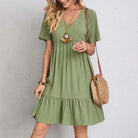 Lavinque Dress Vert / S Robe Courte Évasée Lilas | Bohème | Légère et Décontractée