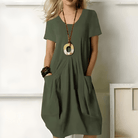 Lavinque Dress Vert / S Robe Décontractée Beige | 100% Coton | Avec Poches Pratiques