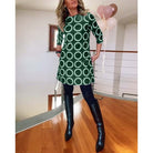 Lavinque Dress Vert / S Robe Droite à Motifs | Coupe Confortable | Élégance Rétro