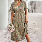 Lavinque Dress Vert / S Robe Longue Bohème | Fleurie et Fluide | Élégante et Décontractée