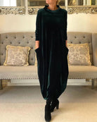 Lavinque Dress Vert / S Robe Longue en Velours | Coupe Ample & Élégante | Confort et Raffinement