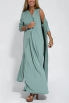 Lavinque Dress Vert / S Robe Longue Fluide | Épaules Dénudées | Décontractée et Élégante