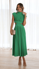 Lavinque Dress Vert / S Robe Noire Midi | Découpes à la Taille | Élégance Moderne