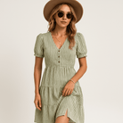 Lavinque Dress Vert / S Robe Volants Bleu Clair | 100% Coton | Légère & Féminine