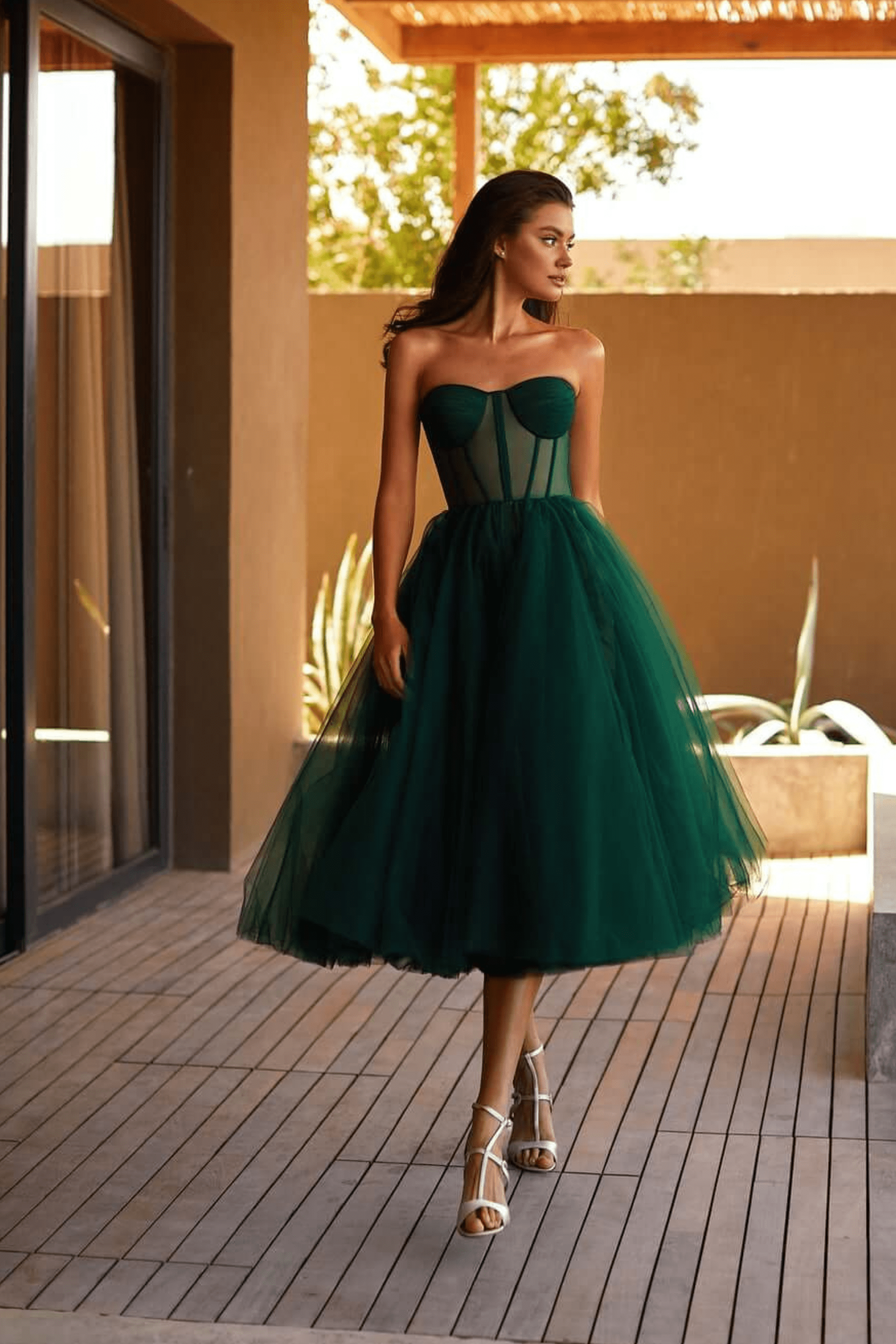 Lavinque Dress Vert / XS Robe Bustier Noire | Tulle | Dramatique et Élégante