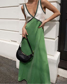 Lavinque Dress Vert / XS Robe Longue Bicolore Bohème | Élégante | Fluide et Tendance