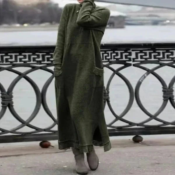 Lavinque Dress Vert / XS Robe Longue Hiver en Laine | Chaude et Élégante | Style Décontracté Chic