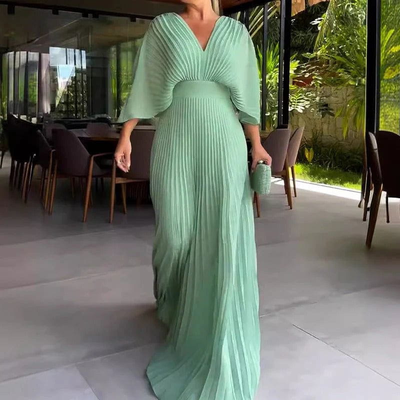 Lavinque Dress Vert / XS Robe Longue Plissée | Fluide | Élégante et Moderne