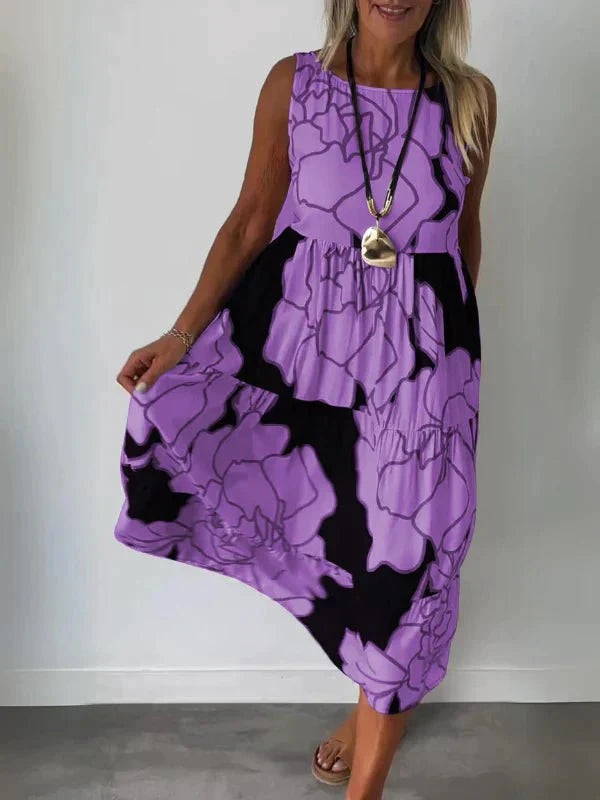 Lavinque Dress Violette / S Robe Midi Femme | Fluide & Légère | Imprimé Floral
