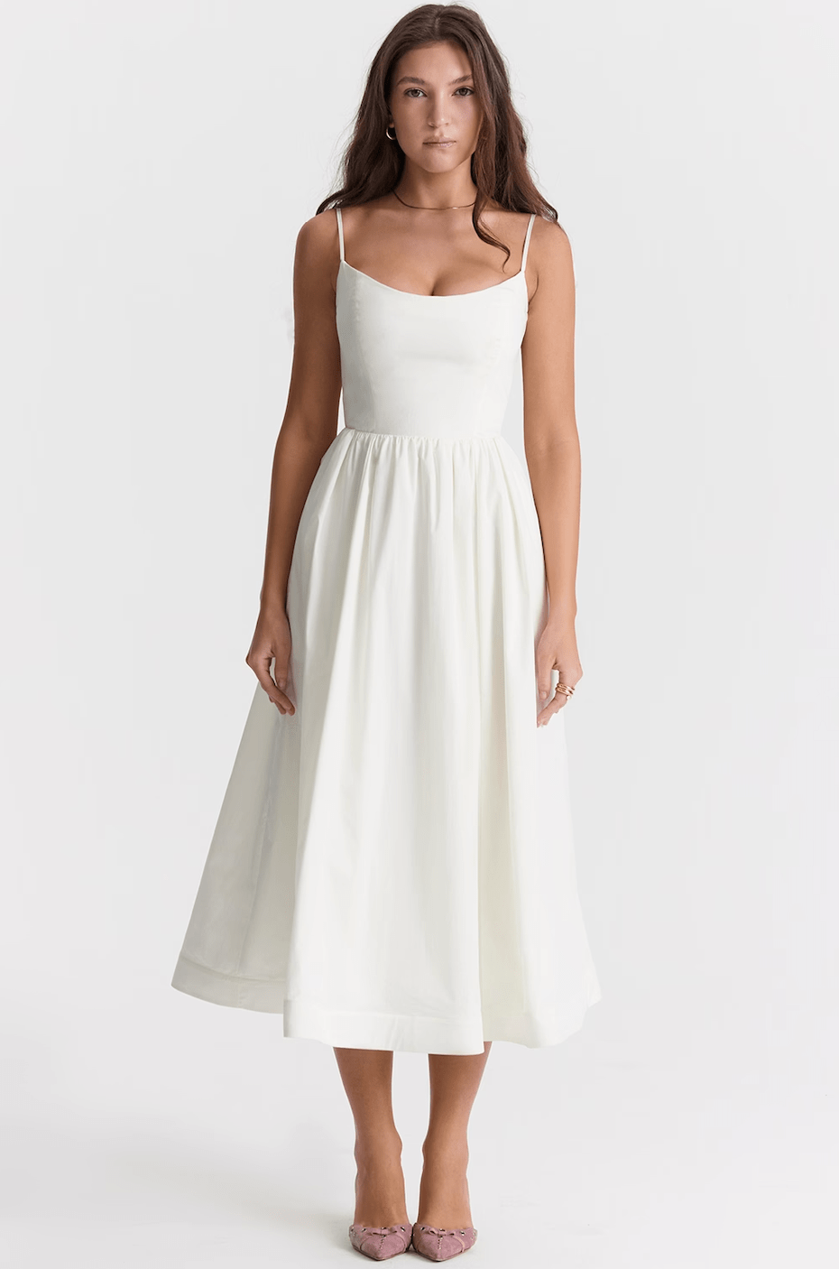 Lavinque Dresses Blanc / XS Robe Blanche à Bretelles | Évasée | Minimaliste et Élégante