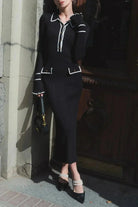 Lavinque Dresses Noir / XS Robe Tricotée Écrue | Boutonnée | Élégance Parisienne et Confort