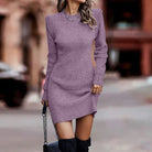 Lavinque Dresses Pourpre / S Robe Pull Noire | Manches Longues | Chaude et Tendance