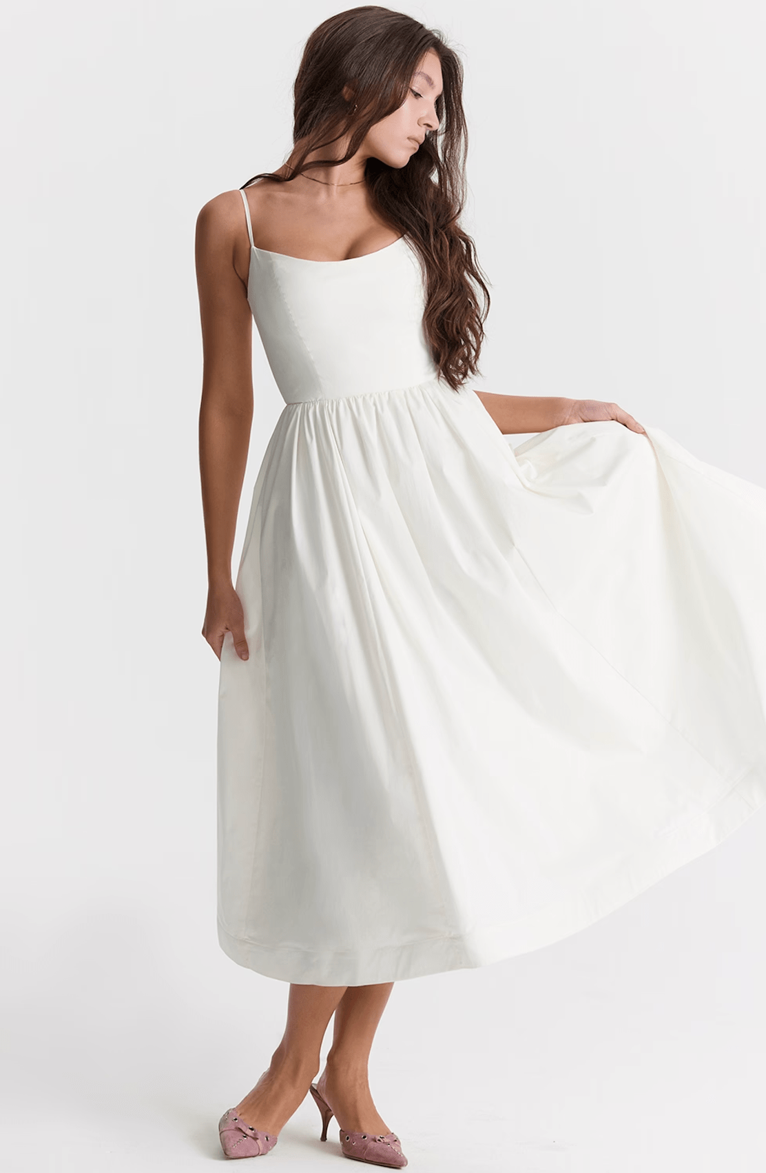 Lavinque Dresses Robe Blanche à Bretelles | Évasée | Minimaliste et Élégante